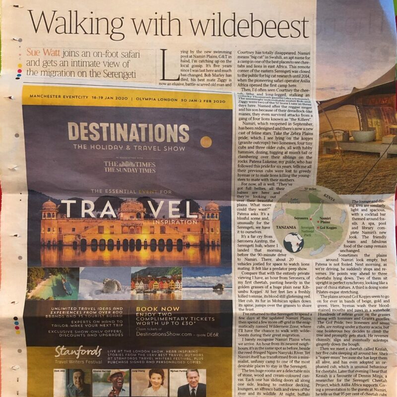 Article from the Times about walking with Wayo Africa